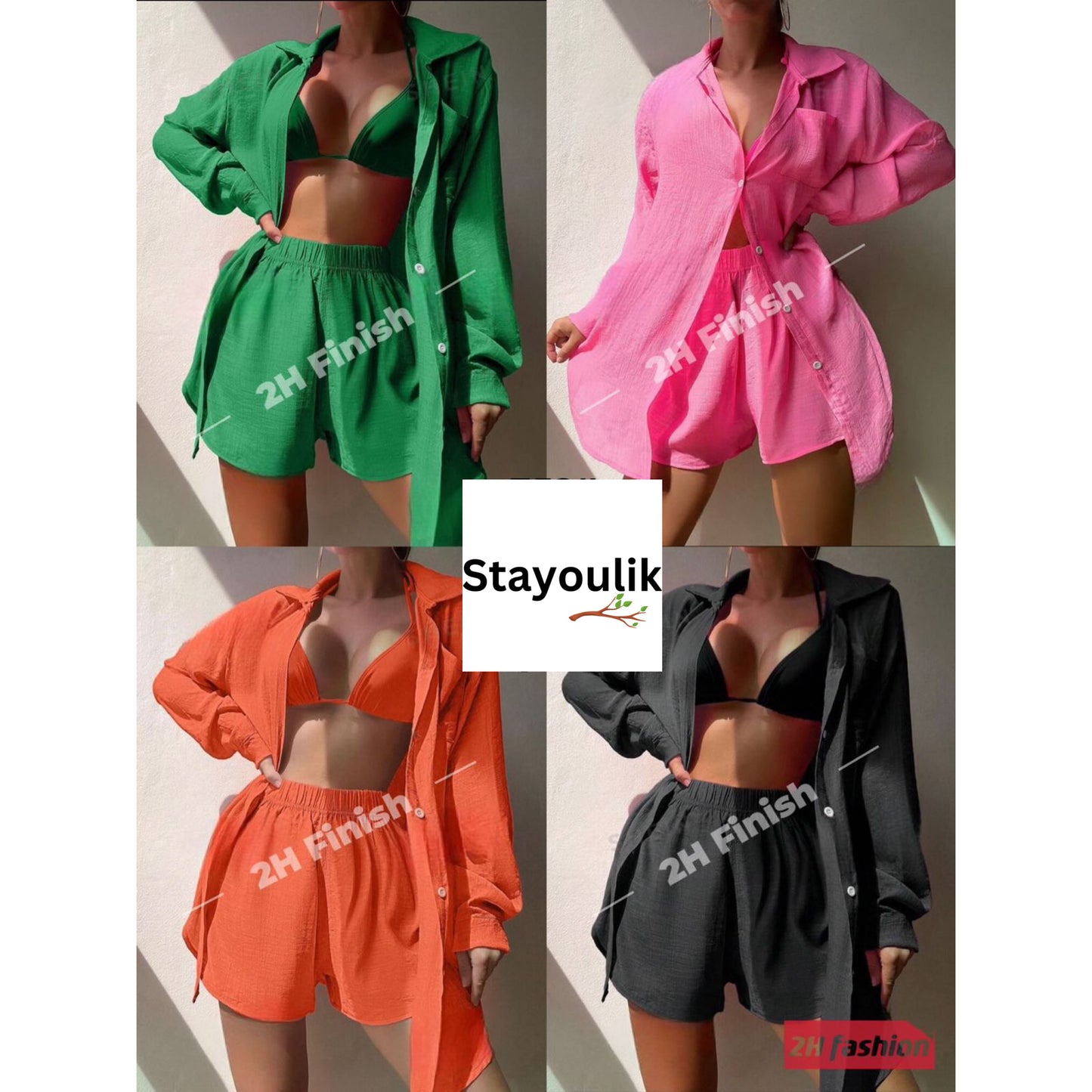 Ladies 3 piece shorts and shirt set