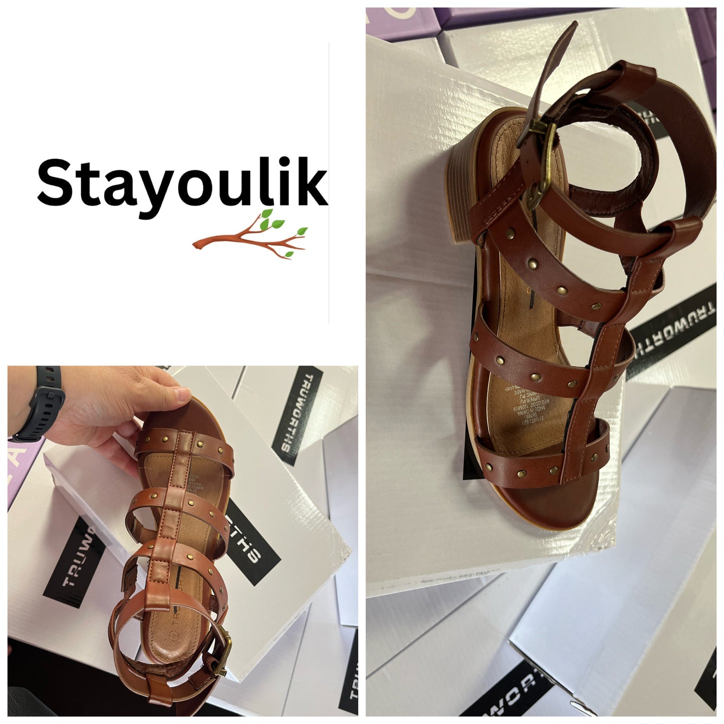 Ladies Tan Strappy Sandals