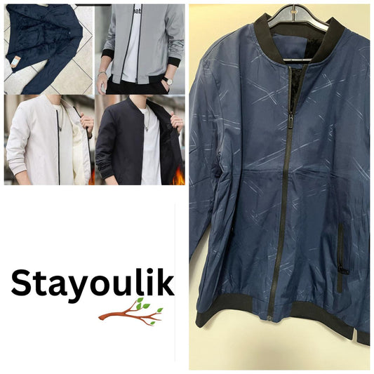 Men Light Weight Black Bomber Jacket